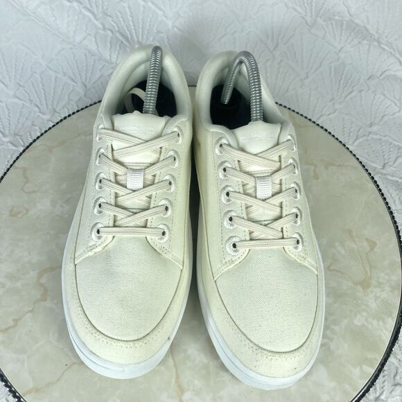 Allbirds Canvas Pacers Walking Sneakers 9 Cream Lace Up Low Top Casual Shoe NEW - Picture 4 of 14